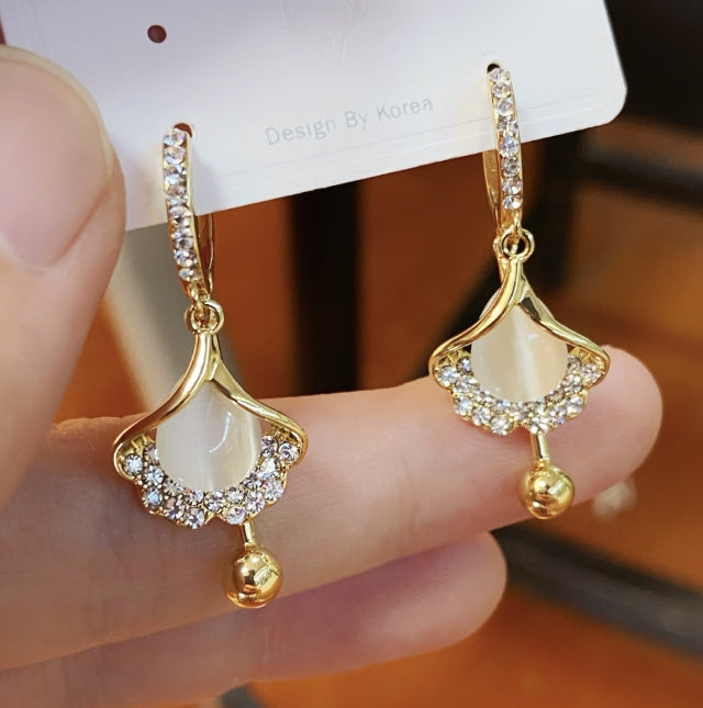 GINKGO LEAF KOREAN DROP EARRING