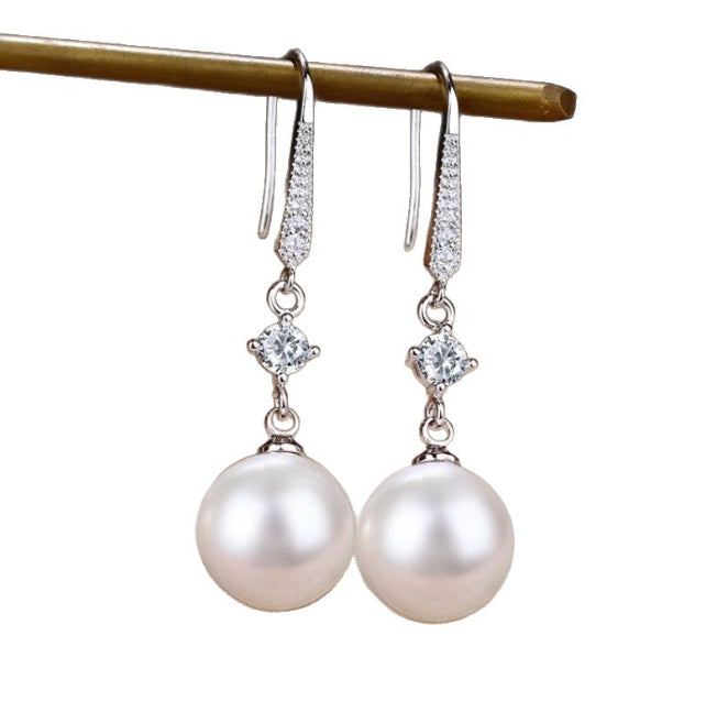 PEARL HOOK DIAMOND DROP EARRINGS