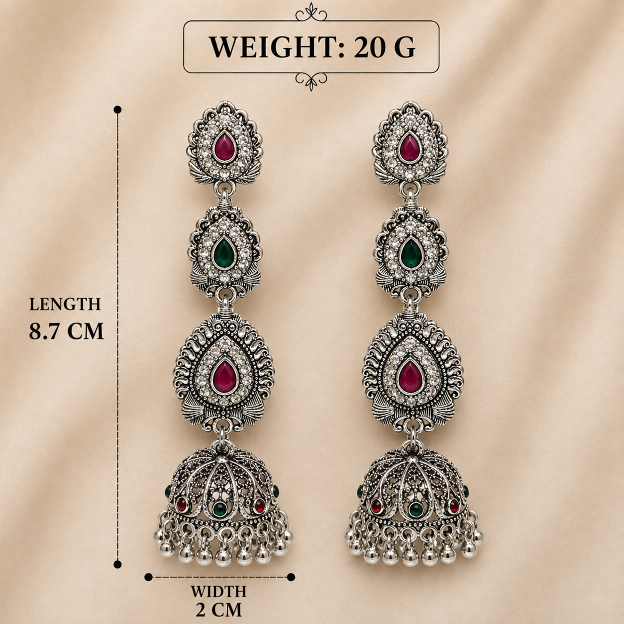 LONG OXIDISED TASSEL JHUMKA TRADITIONAL EARRING