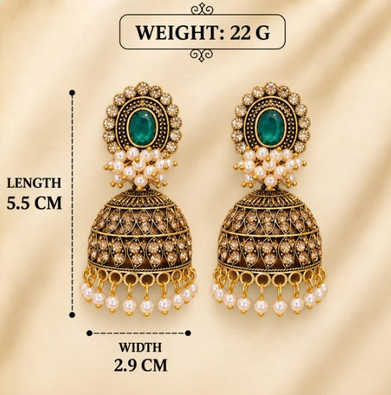 ANTIQUE PEARL TRADITIONAL ETHNIC JHUMKA EARRINGS