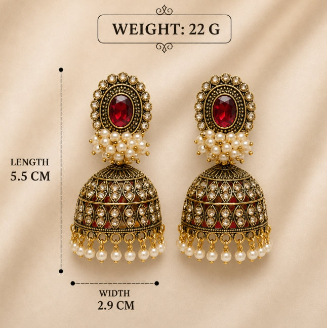 ANTIQUE PEARL TRADITIONAL ETHNIC JHUMKA EARRINGS