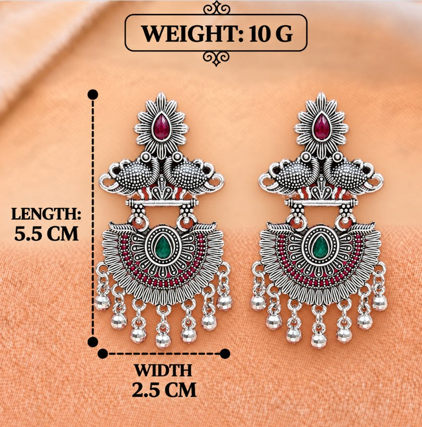 OXIDISED SILVER GHUNGROO CHANDBALI EARRINGS