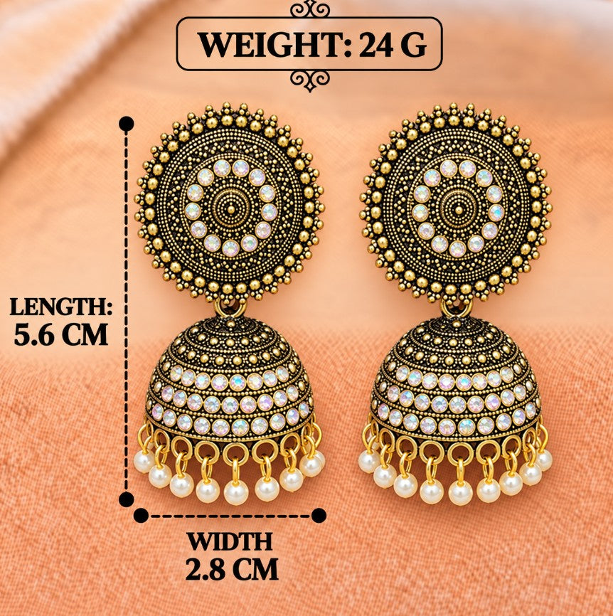 ANTIQUE GOLD TRADITONAL JHUMKA EARRINGS