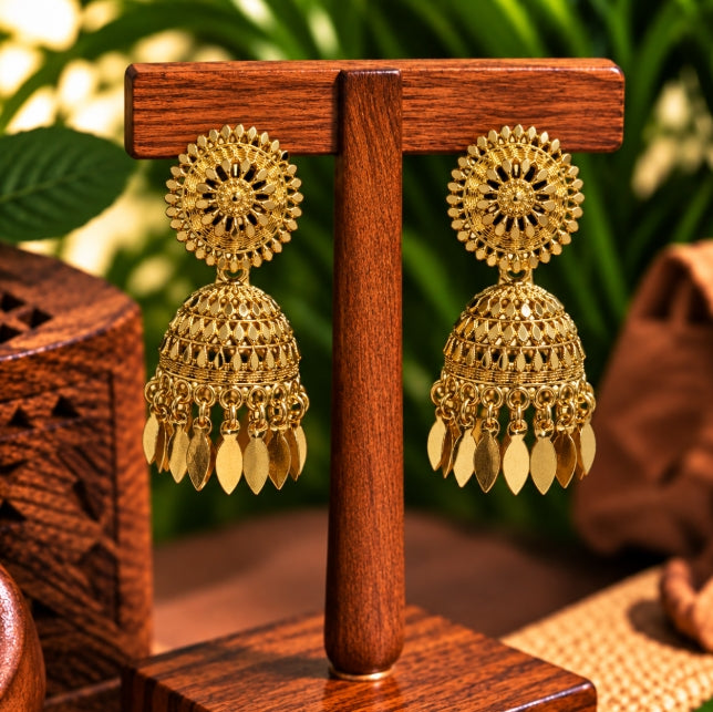 GOLD-PLATED DOME SHAPED JHUMKA EARRINGS