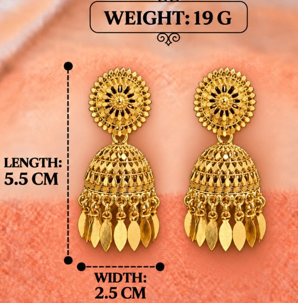 GOLD-PLATED DOME SHAPED JHUMKA EARRINGS