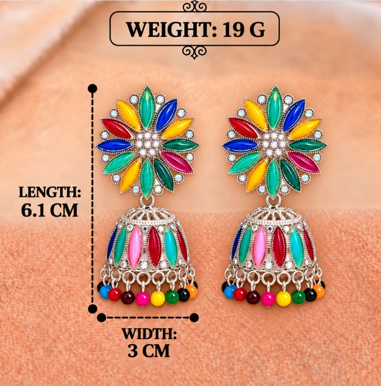 MULTICOLOR BIG DOME SHAPED JHUMKA EARRINGS