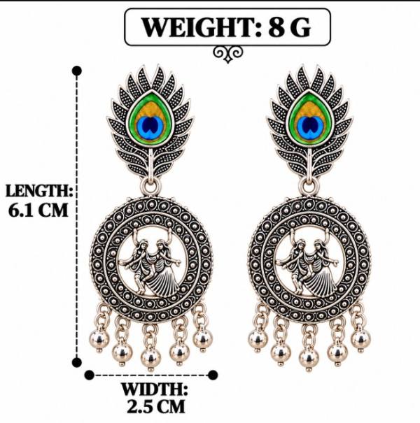 OXIDISED SIILVER RADHA KRISHNA DANCING DROP EARRINGS