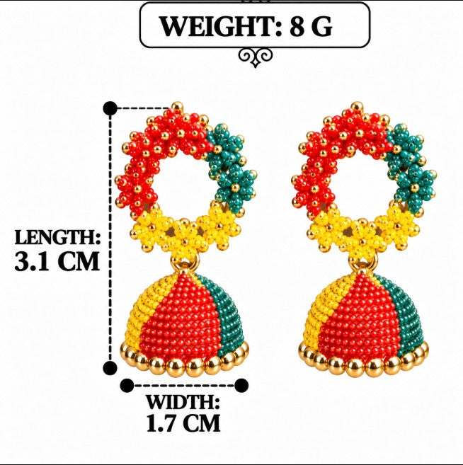 MULTICOLOR FLORAL JHUMKI SMALL JHUMKA EARRINGS