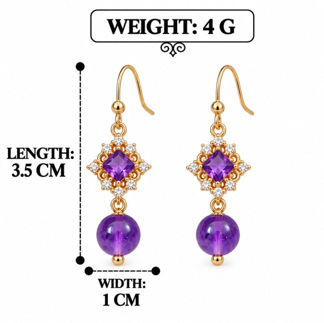 PURPLE DIAMOND HOOK HANGING DROP EARRING