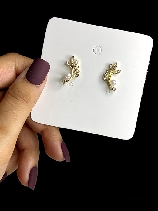 Leaf Pearl Stud Earring