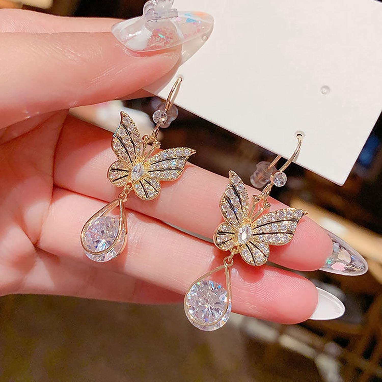 Butterfly Crystal Drop Earring