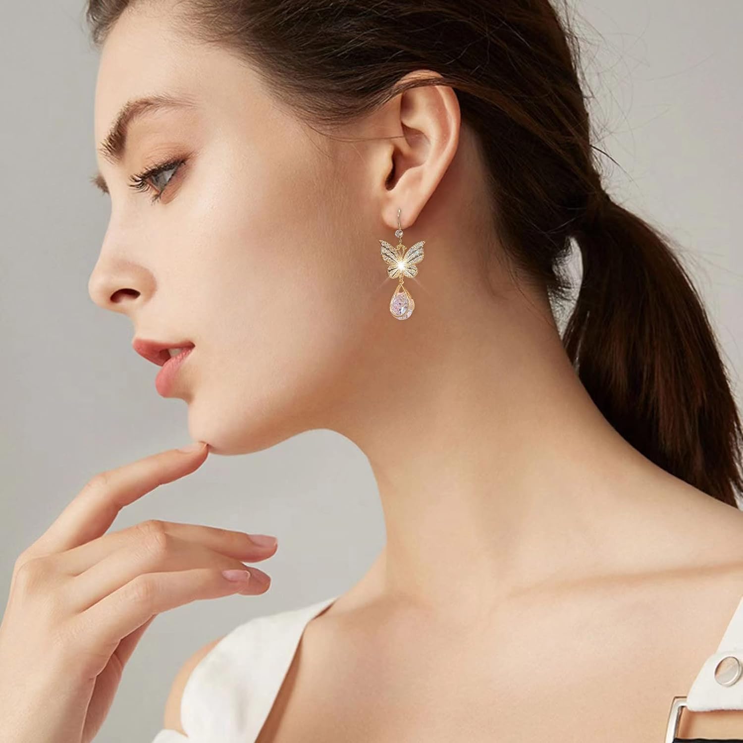 Butterfly Crystal Drop Earring