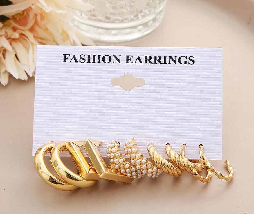5 pair Hoop Earring set combo
