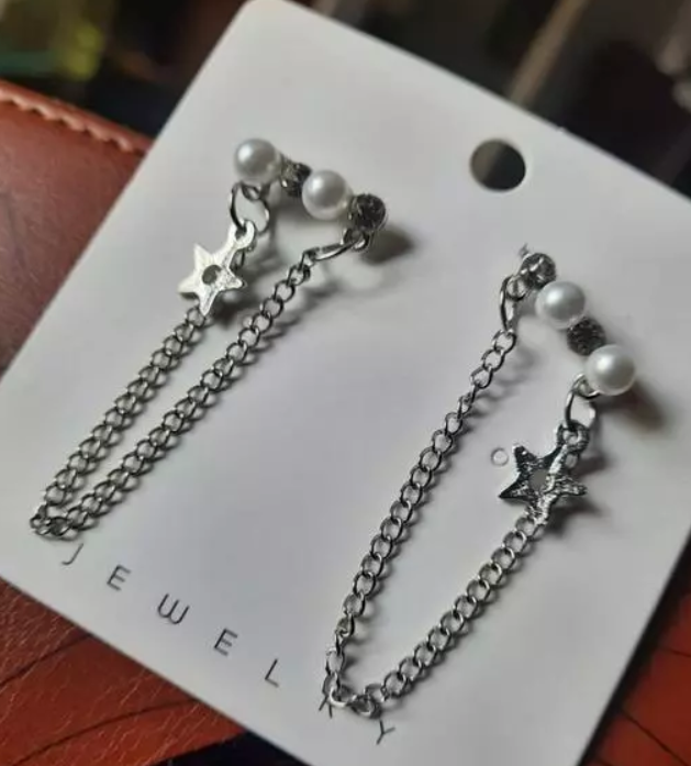 Pearl Star Chain Drop Earring