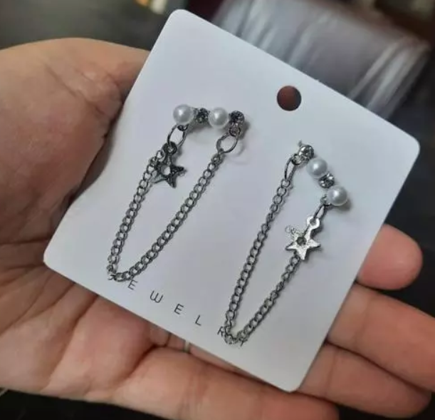 Pearl Star Chain Drop Earring