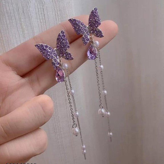 Butterfly Pearl Crystal Drop Earring