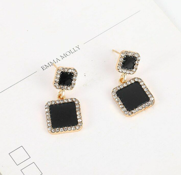 Geometric Crystal Drop Earring