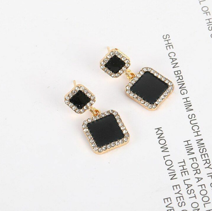 Geometric Crystal Drop Earring