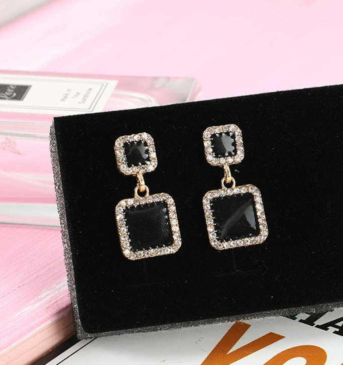 Geometric Crystal Drop Earring