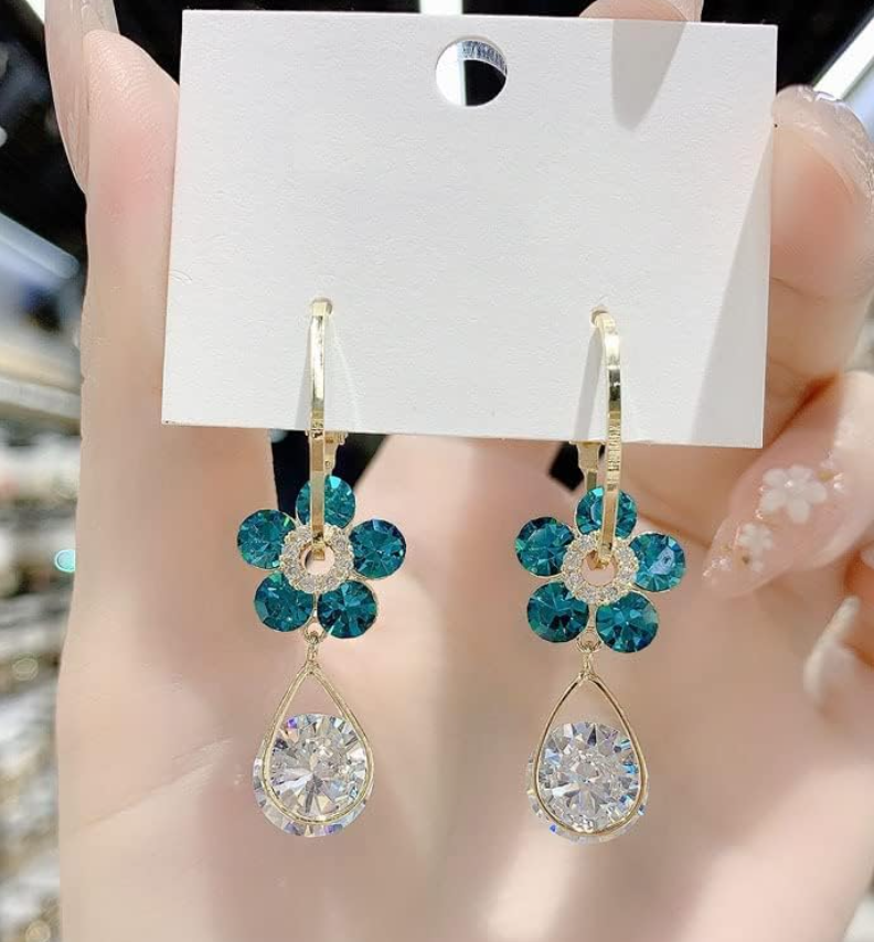 Crystal Flower Drop Earring