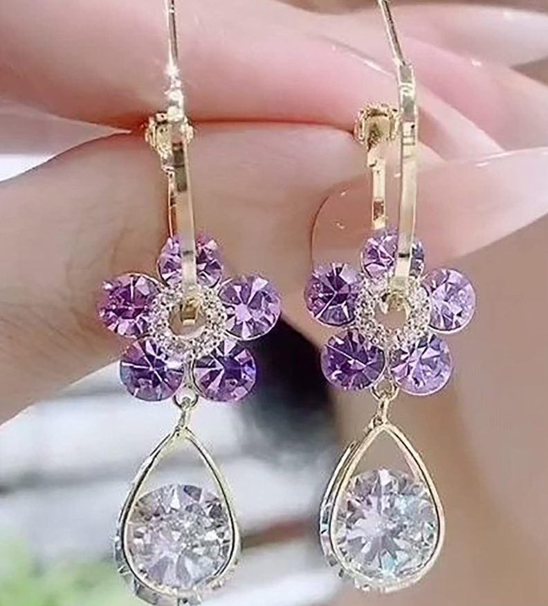 Crystal Flower Drop Earring