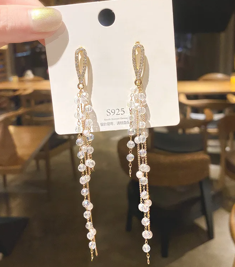 Long Chain Tassel Drop Earring