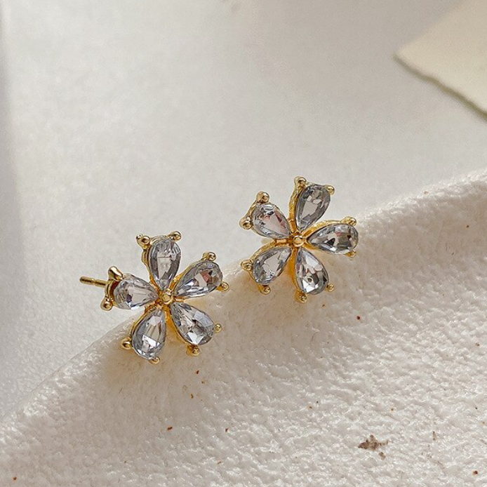 Flower Crystal Stud Earring