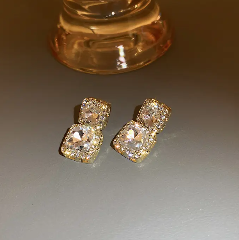 Square Crystal Drop Earring