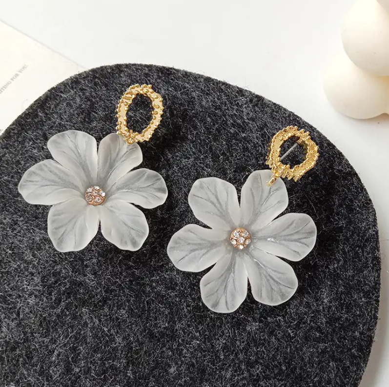 Flower Crystal Drop Earring