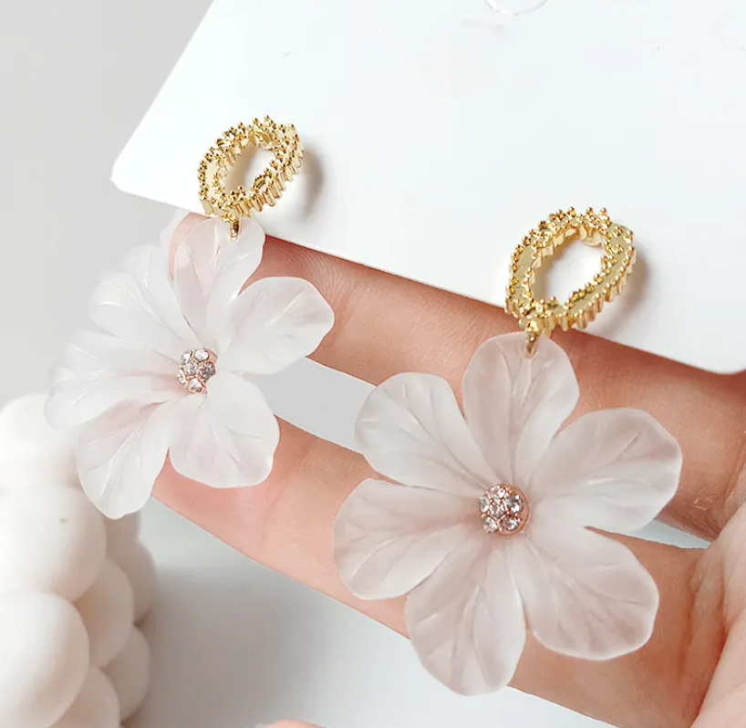 Flower Crystal Drop Earring