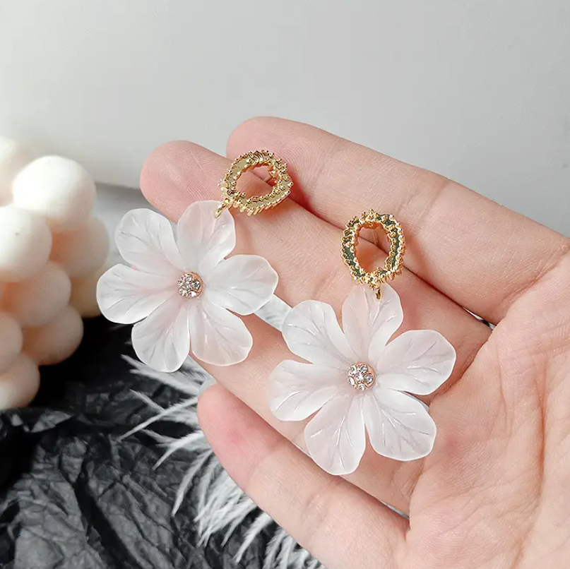 Flower Crystal Drop Earring