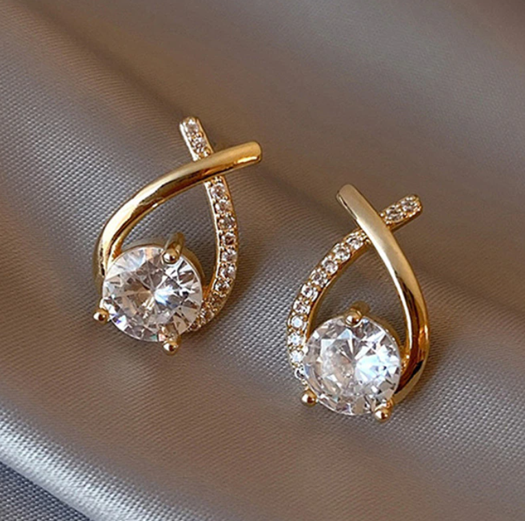 Crystal Diamond Cross Stud Earring