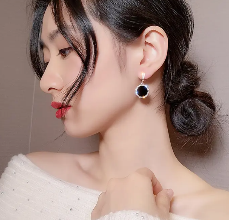 Round Drop Zircon Earring