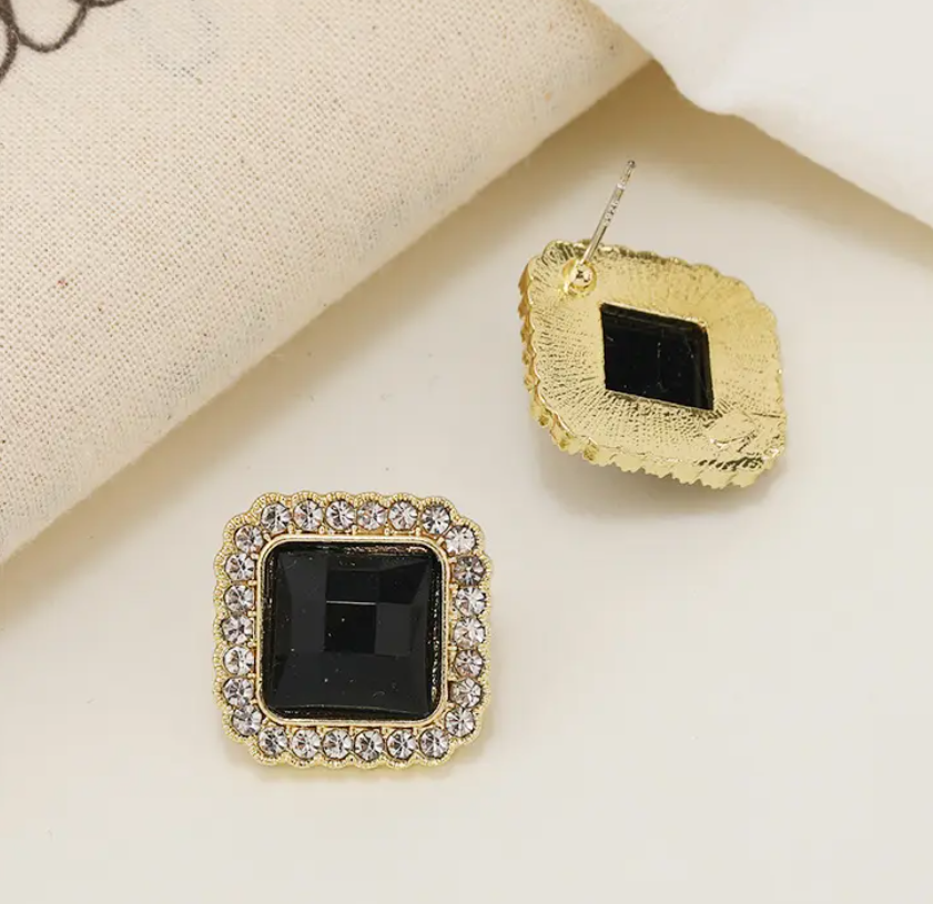 Geometric Crystal stud Earring