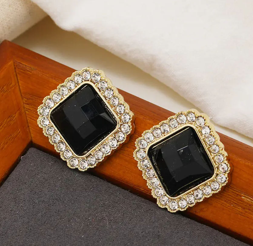 Geometric Crystal stud Earring