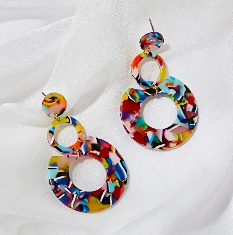 Acrylic Geometric Hoop Earring