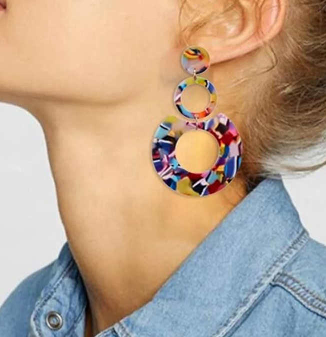 Acrylic Geometric Hoop Earring