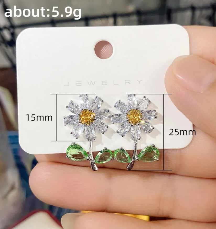AD Stone Flower Stud Earring