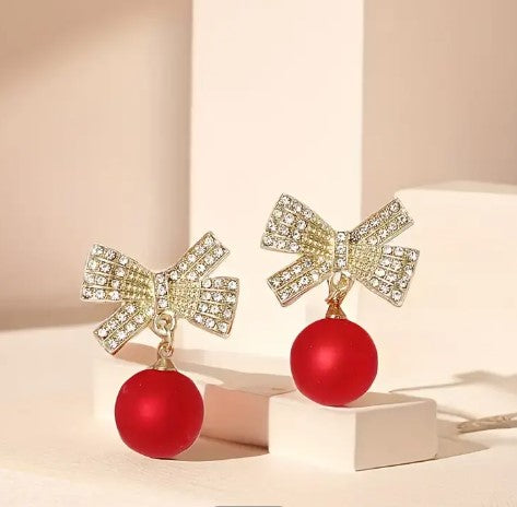 Bow Tie Pearl Drop Earring