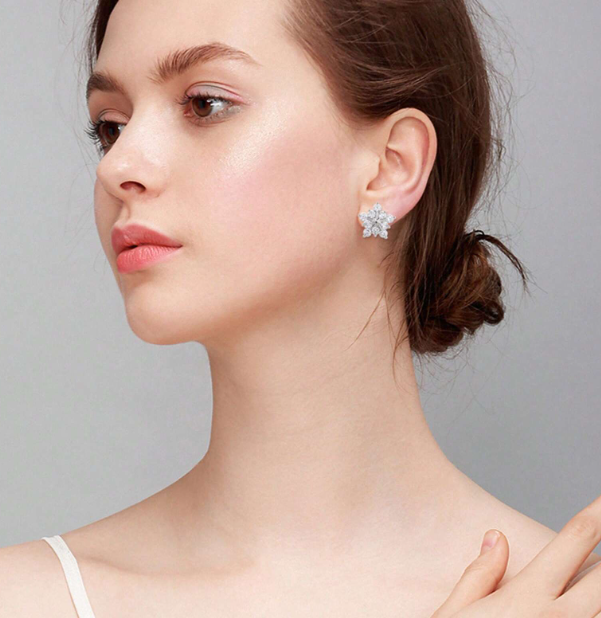 AD Stone Flower Stud Earring