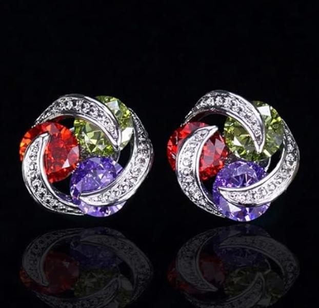 Small AD Stone Stud Earring