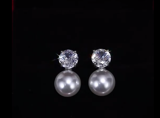 Small Diamond Pearl Drop Earring