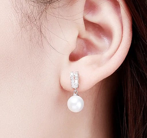 Zircon Small Pearl Drop Earring
