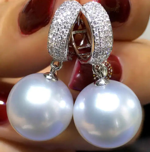 AD Stone Pearl Drop Earring