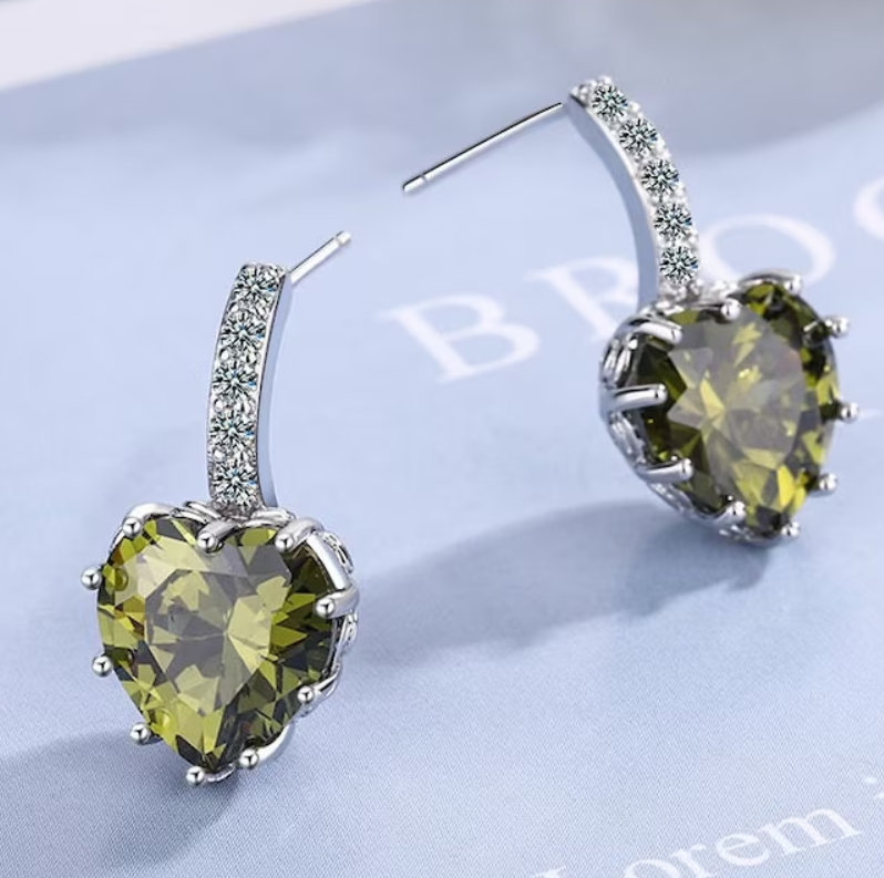 Small Heart Crystal Drop Earring
