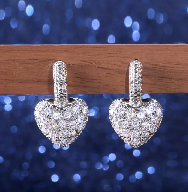 Small Heart Crystal Drop Earring