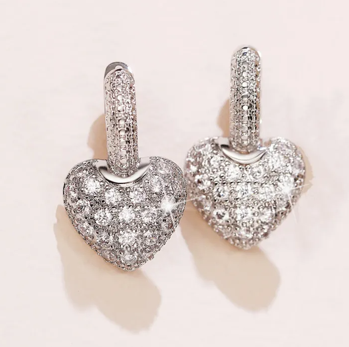 Small Heart Crystal Drop Earring