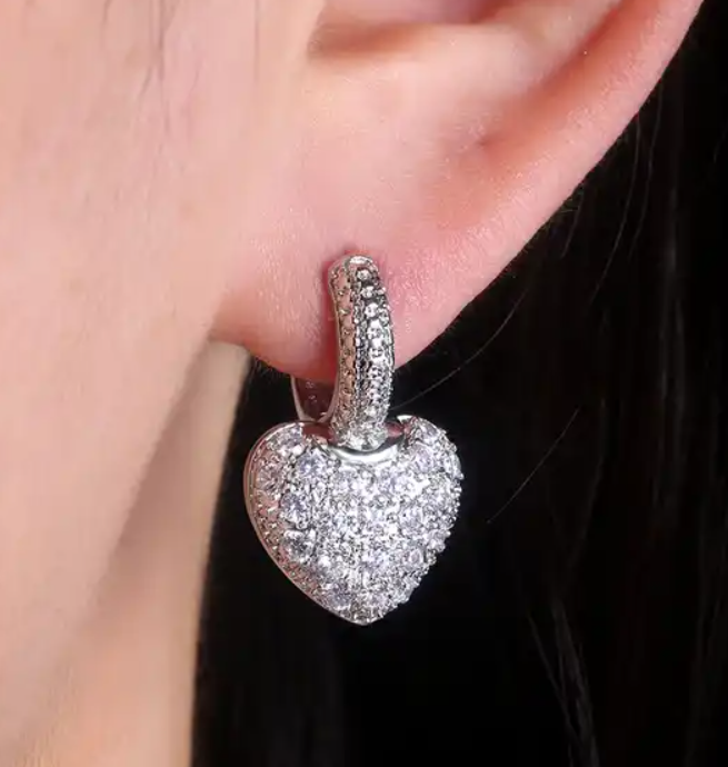 Small Heart Crystal Drop Earring