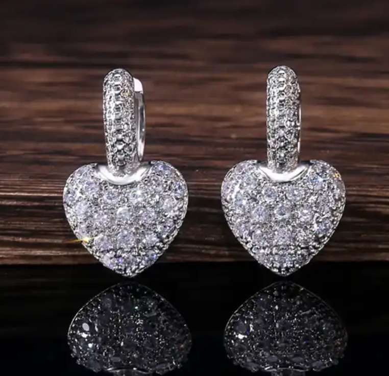 Small Heart Crystal Drop Earring