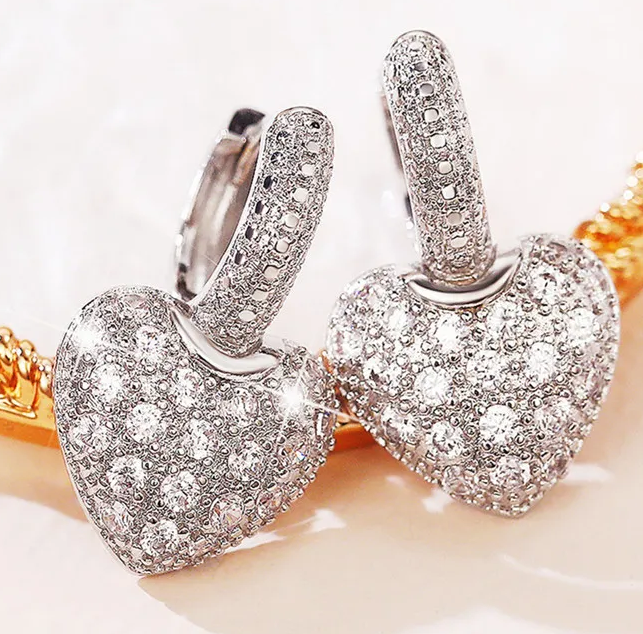 Small Heart Crystal Drop Earring